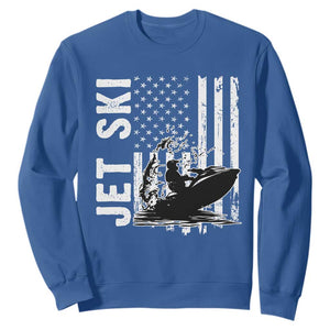 Jet Ski Lover Sweatshirt Vintage Ski Rider American Flag Water Sport TS11 Royal Blue Print Your Wear