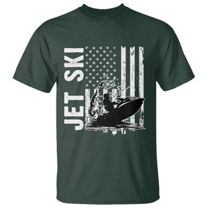 Jet Ski Lover T Shirt Vintage Ski Rider American Flag Water Sport TS11 Dark Forest Green Print Your Wear