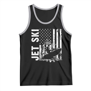 Jet Ski Lover Tank Top Vintage Ski Rider American Flag Water Sport TS11 Black Athletic Heather Print Your Wear