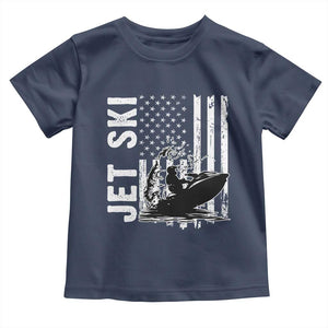 Jet Ski Lover Toddler T Shirt Vintage Ski Rider American Flag Water Sport TS11 Navy Print Your Wear