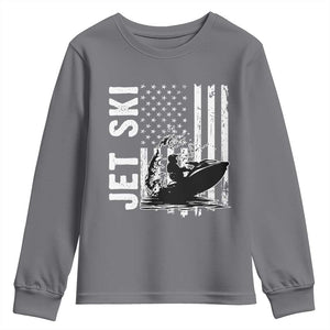 Jet Ski Lover Youth Sweatshirt Vintage Ski Rider American Flag Water Sport TS11 Charcoal Print Your Wear
