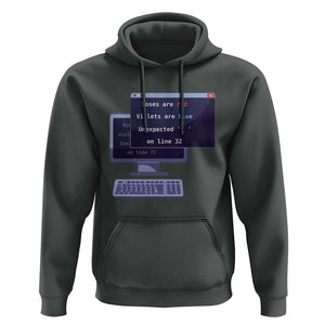 Funny Programmer Hoodie Roses Are Red Violets Are Blue Unexpected On Line 32 TS11 Dark Heather Print Your Wear