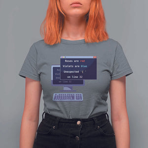 Funny Programmer T Shirt For Women Roses Are Red Violets Are Blue Unexpected On Line 32 TS11 Charcoal Print Your Wear