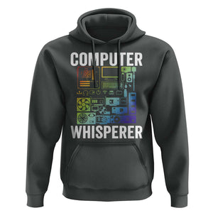 Computer Technician Hoodie Computer Whisperer IT Tech Support Devices TS11 Dark Heather Print Your Wear
