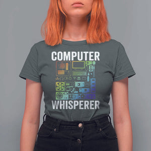 Computer Technician T Shirt For Women Computer Whisperer IT Tech Support Devices TS11 Dark Heather Print Your Wear