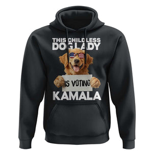 This Childless Dog Lady Is Voting Kamala Hoodie Election Vote Patriotic 2024 Goldlen Sunglasses TS11 Black Print Your Wear