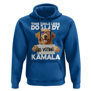 This Childless Dog Lady Is Voting Kamala Hoodie Election Vote Patriotic 2024 Goldlen Sunglasses TS11 Royal Blue Print Your Wear