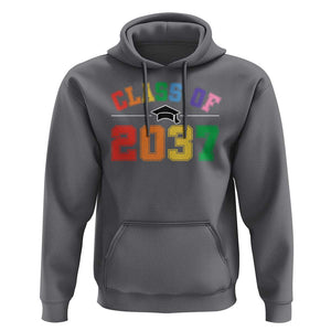 Class Of 2037 Hoodie Grow With Me First Day of School Graduation Mortarboard TS11 Charcoal Print Your Wear