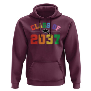 Class Of 2037 Hoodie Grow With Me First Day of School Graduation Mortarboard TS11 Maroon Print Your Wear