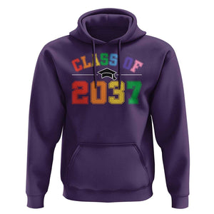 Class Of 2037 Hoodie Grow With Me First Day of School Graduation Mortarboard TS11 Purple Print Your Wear