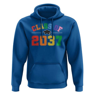 Class Of 2037 Hoodie Grow With Me First Day of School Graduation Mortarboard TS11 Royal Blue Print Your Wear