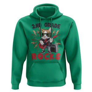 Funny 2nd Grade Rocks Hoodie Cat Heavy Metal Guitarist Thunder Star TS11 Irish Green Print Your Wear
