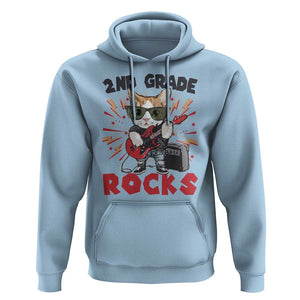 Funny 2nd Grade Rocks Hoodie Cat Heavy Metal Guitarist Thunder Star TS11 Light Blue Print Your Wear