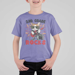 Funny 2nd Grade Rocks T Shirt For Kid Cat Heavy Metal Guitarist Thunder Star TS11 Violet Print Your Wear