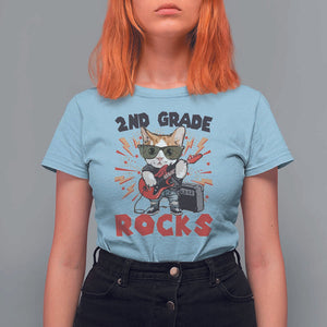 Funny 2nd Grade Rocks T Shirt For Women Cat Heavy Metal Guitarist Thunder Star TS11 Light Blue Print Your Wear