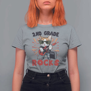 Funny 2nd Grade Rocks T Shirt For Women Cat Heavy Metal Guitarist Thunder Star TS11 Sport Gray Print Your Wear