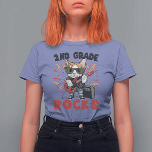 Funny 2nd Grade Rocks T Shirt For Women Cat Heavy Metal Guitarist Thunder Star TS11 Violet Print Your Wear