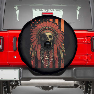 Native American Indian Chief Skull Headdress Vintage USA Flag Spare Tire Cover TS11 Black Print Your Wear