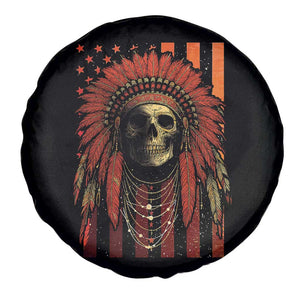 Native American Indian Chief Skull Headdress Vintage USA Flag Spare Tire Cover TS11 Print Your Wear