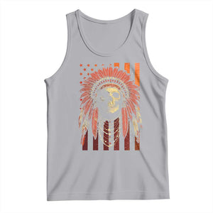 Native American Indian Chief Skull Headdress Vintage USA Flag Tank Top TS11 Athletic Heather Print Your Wear