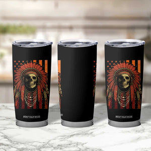 Native American Indian Chief Skull Headdress Vintage USA Flag Tumbler Cup TS11 Print Your Wear