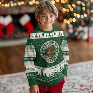 Funny Bigfoot Research Team Ugly Christmas Sweater Retro Official Sasquatch Forest Stroll TS11 Forest Green Beige Print Your Wear