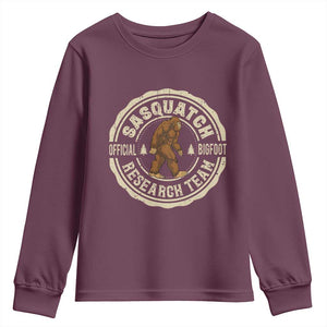 Funny Bigfoot Research Team Youth Sweatshirt Retro Official Sasquatch Forest Stroll TS11 Maroon Print Your Wear