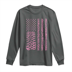 Off Road Car Wheel Pink Leopard Print American Flag Long Sleeve Shirt TS11 Dark Heather Print Your Wear