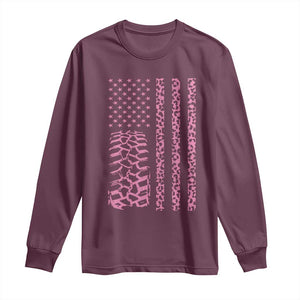Off Road Car Wheel Pink Leopard Print American Flag Long Sleeve Shirt TS11 Maroon Print Your Wear