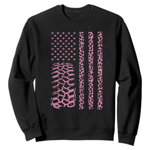 Off Road Car Wheel Pink Leopard Print American Flag Sweatshirt TS11 Black Print Your Wear