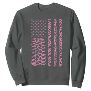 Off Road Car Wheel Pink Leopard Print American Flag Sweatshirt TS11 Dark Heather Print Your Wear