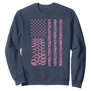 Off Road Car Wheel Pink Leopard Print American Flag Sweatshirt TS11 Navy Print Your Wear
