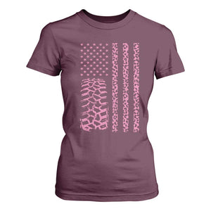 Off Road Car Wheel Pink Leopard Print American Flag T Shirt For Women TS11 Maroon Print Your Wear