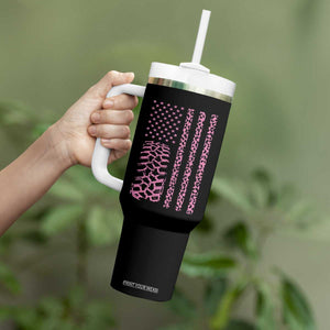 Off Road Car Wheel Pink Leopard Print American Flag Tumbler With Handle TS11 Print Your Wear