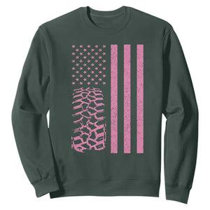 Off Road Car Wheel Vintage Pink American Flag Sweatshirt TS11 Dark Forest Green Print Your Wear
