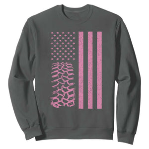 Off Road Car Wheel Vintage Pink American Flag Sweatshirt TS11 Dark Heather Print Your Wear