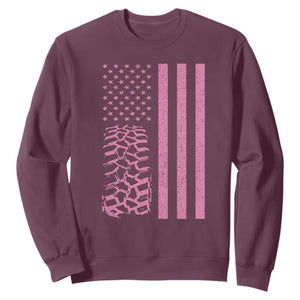 Off Road Car Wheel Vintage Pink American Flag Sweatshirt TS11 Maroon Print Your Wear