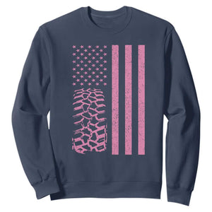 Off Road Car Wheel Vintage Pink American Flag Sweatshirt TS11 Navy Print Your Wear