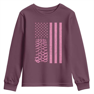 Off Road Car Wheel Vintage Pink American Flag Youth Sweatshirt TS11 Maroon Print Your Wear