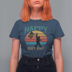 Happy Dot Day Bigfoot T Shirt For Women American Flag Retro Sunset TS11 Navy Print Your Wear