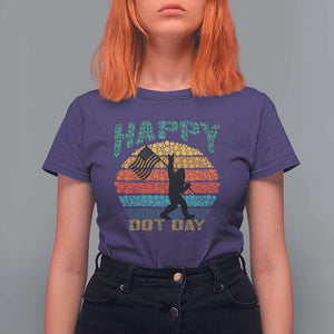 Happy Dot Day Bigfoot T Shirt For Women American Flag Retro Sunset TS11 Purple Print Your Wear