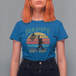 Happy Dot Day Bigfoot T Shirt For Women American Flag Retro Sunset TS11 Royal Blue Print Your Wear