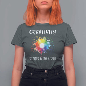 Funny Dot Day T Shirt For Women Creativity Starts With A Dot Colorful Dots Watercolor TS11 Dark Heather Print Your Wear