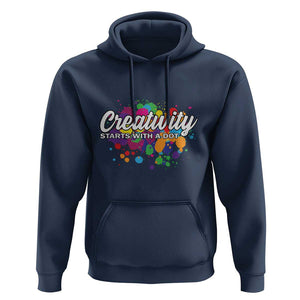 Happy Dot Day Hoodie Creativity Starts With A Dot Colorful Dots Watercolor TS11 Navy Print Your Wear