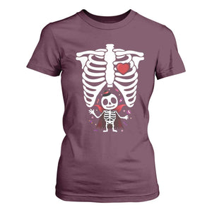 Pregnancy Announcement T Shirt For Women Halloween Vampire Skeleton Monster Baby Pregnant Candy TS11 Maroon Print Your Wear