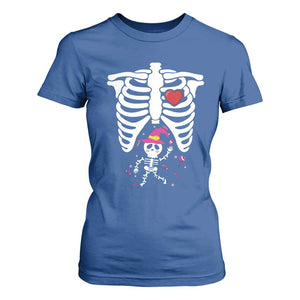 Pregnancy Announcement T Shirt For Women Halloween Witch Skeleton Monster Baby Pregnant Candy TS11 Royal Blue Print Your Wear
