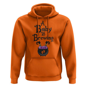 Funny Halloween Pregnancy Announcement Hoodie A Baby Is Brewing Witch Cauldron Footprint Pregnant Baby TS11 Orange Print Your Wear