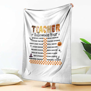 Funny Teacher Halloween Tour Throw Blanket Spooky Teacher Activities Pumpkin Witch Hat Bat TS11 Print Your Wear