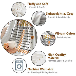 Funny Teacher Halloween Tour Throw Blanket Spooky Teacher Activities Pumpkin Witch Hat Bat TS11 Print Your Wear