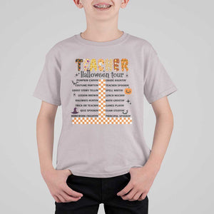 Funny Teacher Halloween Tour T Shirt For Kid Spooky Teacher Activities Pumpkin Witch Hat Bat TS11 Ice Gray Print Your Wear